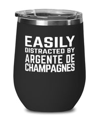 Funny Rabbit Wine Tumbler Easily Distracted By Argente De Champagnes Stemless Wine Glass 12oz Stainless Steel