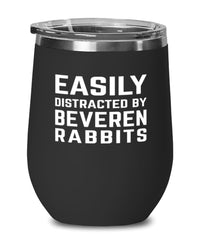 Funny Rabbit Wine Tumbler Easily Distracted By Beveren Rabbits Stemless Wine Glass 12oz Stainless Steel