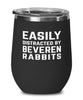 Funny Rabbit Wine Tumbler Easily Distracted By Beveren Rabbits Stemless Wine Glass 12oz Stainless Steel