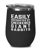 Funny Rabbit Wine Tumbler Easily Distracted By Checkered Giant Rabbits Stemless Wine Glass 12oz Stainless Steel