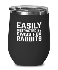 Funny Rabbit Wine Tumbler Easily Distracted By Swiss Fox Rabbits Stemless Wine Glass 12oz Stainless Steel