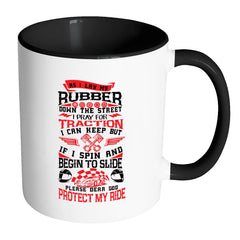 Funny Racing Mug As I Lay Rubber Down The White 11oz Accent Coffee Mugs