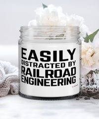 Funny Railroad Engineer Candle Easily Distracted By Railroad Engineering 9oz Vanilla Scented Candles Soy Wax