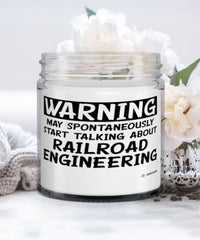 Funny Railroad Engineer Candle Warning May Spontaneously Start Talking About Railroad Engineering 9oz Vanilla Scented Candles Soy Wax