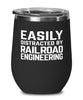 Funny Railroad Engineer Wine Tumbler Easily Distracted By Railroad Engineering Stemless Wine Glass 12oz Stainless Steel