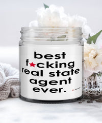 Funny Real Estate Agent Candle B3st F-cking Real Estate Agent Ever 9oz Vanilla Scented Candles Soy Wax
