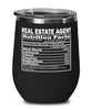 Funny Real Estate Agent Nutritional Facts Wine Glass 12oz Stainless Steel