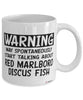 Funny Red Marlboro Discus Mug Warning May Spontaneously Start Talking About Red Marlboro Discus Fish Coffee Cup White