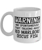 Funny Red Marlboro Discus Mug Warning May Spontaneously Start Talking About Red Marlboro Discus Fish Coffee Cup White