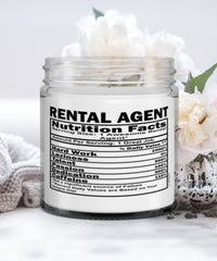 Funny Rental Agent Candle Nutrition Facts 9oz Vanilla Scented Candles Soy Wax