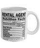 Funny Rental Agent Nutritional Facts Coffee Mug 11oz White