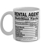 Funny Rental Agent Nutritional Facts Coffee Mug 11oz White