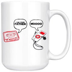 Funny Retro Cassette MP3 Player Mug I'm your Father Nooo 15oz White Coffee Mugs