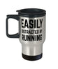 Funny Runner Travel Mug Easily Distracted By Running Travel Mug 14oz Stainless Steel