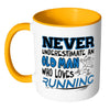 Funny Runners Mug Never Underestimate An Old Man White 11oz Accent Coffee Mugs