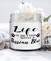 Funny Russian Blue Cat Candle Life Is Better With A Russian Blue 9oz Vanilla Scented Candles Soy Wax