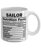 Funny Sailor Nutritional Facts Coffee Mug 11oz White