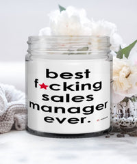 Funny Sales Manager Candle B3st F-cking Sales Manager Ever 9oz Vanilla Scented Candles Soy Wax