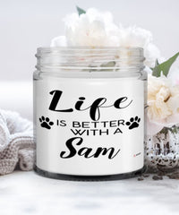 Funny Sam Cat Candle Life Is Better With A Sam 9oz Vanilla Scented Candles Soy Wax