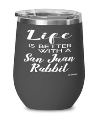 Funny San Juan Rabbit Wine Glass Life Is Better With A San Juan Rabbit 12oz Stainless Steel Black