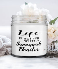Funny Savannah Monitor Lizard Candle Life Is Better With A Savannah Monitor 9oz Vanilla Scented Candles Soy Wax