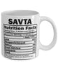 Funny Savta Nutritional Facts Coffee Mug 11oz White