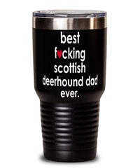 Funny Scottish Deerhound Dog Tumbler B3st F-cking Scottish Deerhound Dad Ever 30oz Stainless Steel