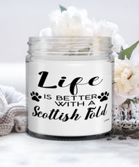 Funny Scottish Fold Cat Candle Life Is Better With A Scottish Fold 9oz Vanilla Scented Candles Soy Wax