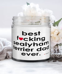 Funny Sealyham Terrier Dog Candle B3st F-cking Sealyham Terrier Dad Ever 9oz Vanilla Scented Candles Soy Wax