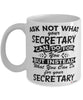Funny Secretary Mug Ask Not What Your Secretary Can Do For You Coffee Cup 11oz 15oz White