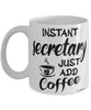 Funny Secretary Mug Instant Secretary Just Add Coffee Cup White