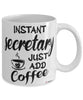 Funny Secretary Mug Instant Secretary Just Add Coffee Cup White