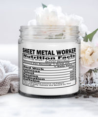 Funny Sheet Metal Worker Candle Nutrition Facts 9oz Vanilla Scented Candles Soy Wax