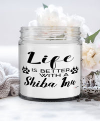 Funny Shiba Inu Dog Candle Life Is Better With A Shiba Inu 9oz Vanilla Scented Candles Soy Wax