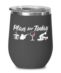 Funny Shooter Wine Glass Adult Humor Plan For Today Shooting 12oz Stainless Steel Black