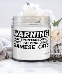 Funny Siamese Cat Candle Warning May Spontaneously Start Talking About Siamese Cats 9oz Vanilla Scented Candles Soy Wax
