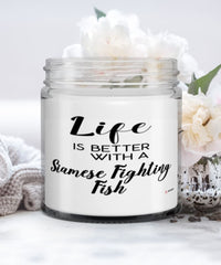 Funny Siamese Fighting Fish Candle Life Is Better With A Siamese Fighting Fish 9oz Vanilla Scented Candles Soy Wax
