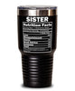 Funny Sister Nutrition Facts Tumbler 30oz Stainless Steel