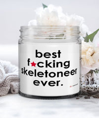 Funny Skeleton Candle B3st F-cking Skeletoneer Ever 9oz Vanilla Scented Candles Soy Wax