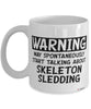 Funny Skeleton Mug Warning May Spontaneously Start Talking About Skeleton Sledding Coffee Cup White