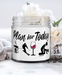 Funny Skier Candle Adult Humor Plan For Today Skiing Wine 9oz Vanilla Scented Candles Soy Wax