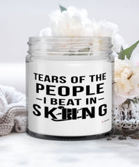 Funny Skier Candle Tears Of The People I Beat In Skiing 9oz Vanilla Scented Candles Soy Wax