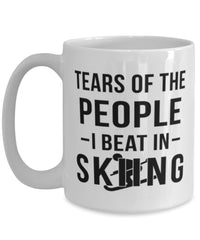 Funny Skier Mug Tears Of The People I Beat In Skiing Coffee Mug 15oz White