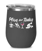Funny Skier Wine Glass Adult Humor Plan For Today Ski Jumping 12oz Stainless Steel Black