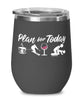 Funny Skier Wine Glass Adult Humor Plan For Today Skiing 12oz Stainless Steel Black