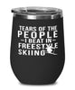 Funny Skier Wine Tumbler Tears Of The People I Beat In Freestyle Skiing Stemless Wine Glass 12oz Stainless Steel