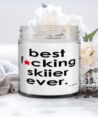 Funny Skiing Candle B3st F-cking Skiier Ever 9oz Vanilla Scented Candles Soy Wax