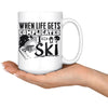 Funny Skiing Mug When Life Gets Complicated I Ski 15oz White Coffee Mugs