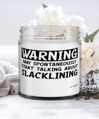 Funny Slacklining Candle Warning May Spontaneously Start Talking About Slacklining 9oz Vanilla Scented Candles Soy Wax