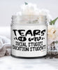 Funny Social Studies Education Professor Teacher Candle Tears Of My Social Studies Education Students 9oz Vanilla Scented Candles Soy Wax